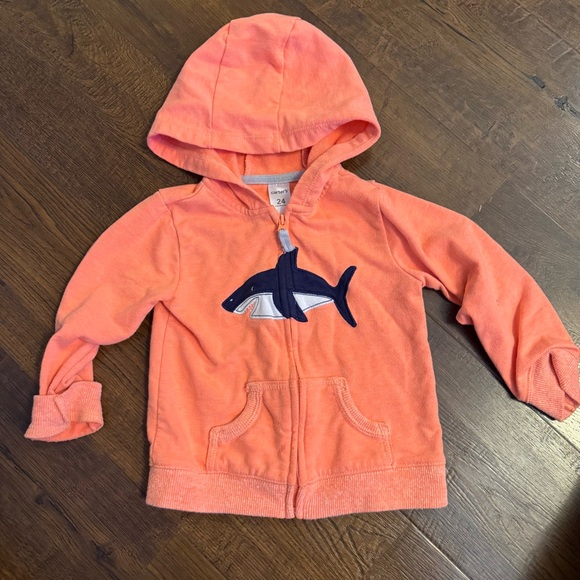 Carter’s Neon Coral Shark Hoodie - Picture 2 of 4